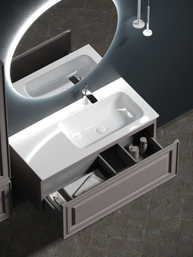 Тумба под раковину Sancos Very VR100RSM 100х45х41 подвесная цвет бежевый - фото 5